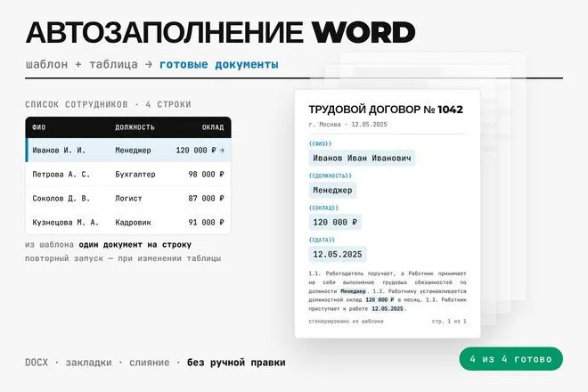 Обложка: Автозаполнение Word